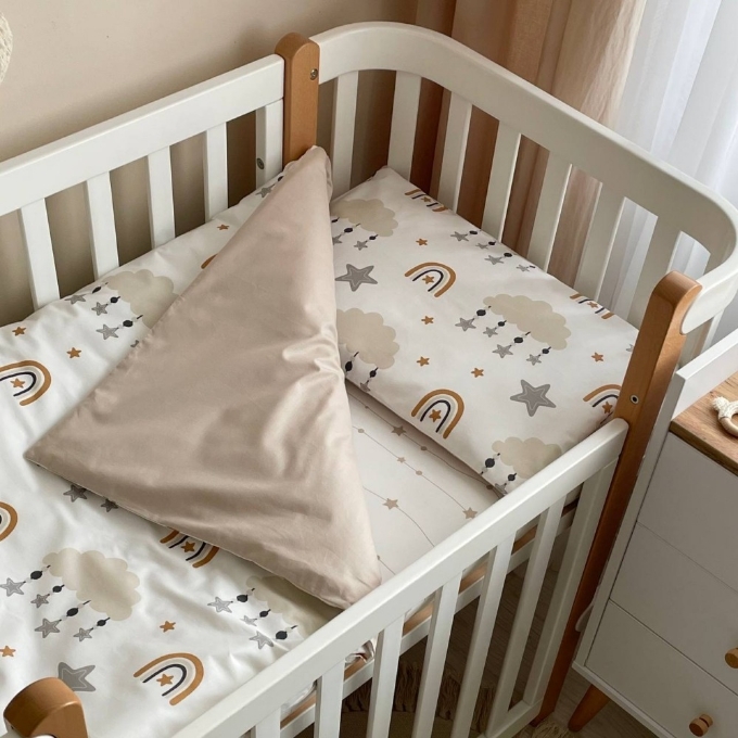 Set lenjerie de schimb pentru patut bebe 3 piese Norisori bej (4)